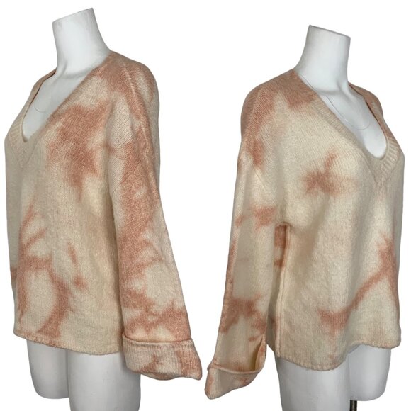 Anthropologie Maggie Bell Sleeve Sweater S Pullover Oversized Tie Dye V-Neck - Picture 3 of 12